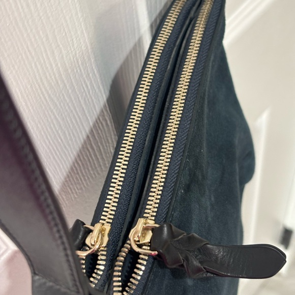 M. Gemi Teal and Black Leather Messenger Bag - Picture 3 of 13